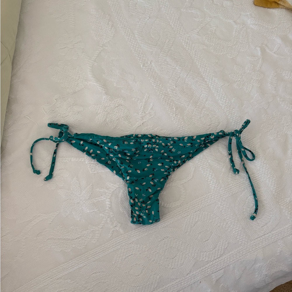 Billabong Teal Floral Tie-Side Bikini Bottoms